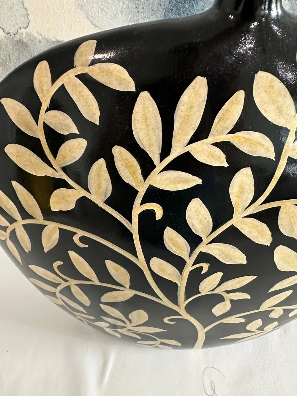Black and Gold Leaf Ceramic Vase - Home Accents